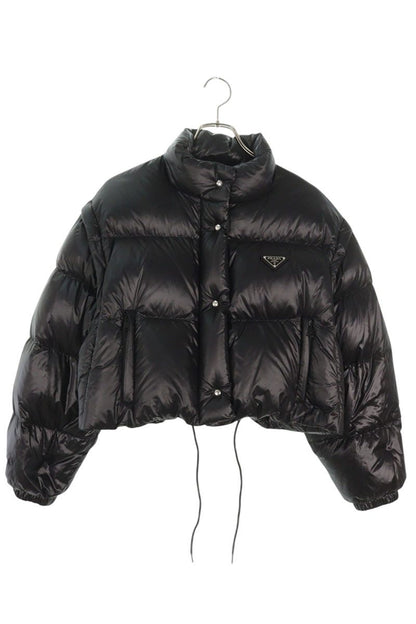 PRADA Cropped 2-Way Nylon Jacket Black Size 38