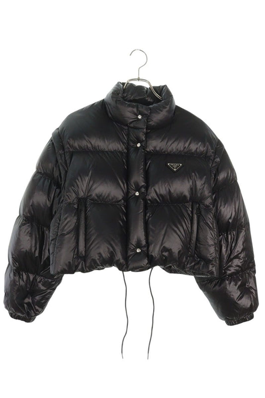 PRADA Cropped 2-Way Nylon Jacket Black Size 38