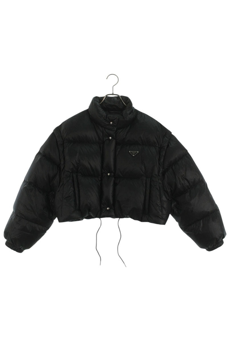 PRADA Triangle Plate Cropped 2WAY Down Jacket Size 38