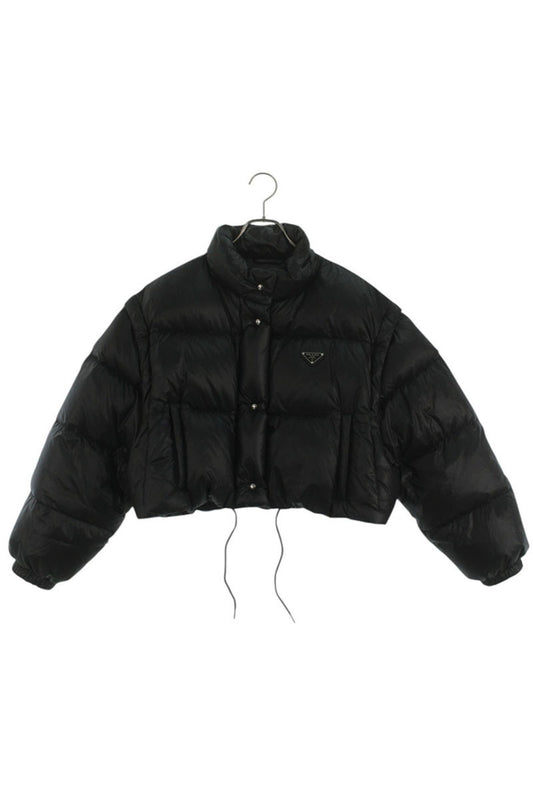 PRADA Triangle Plate Cropped 2WAY Down Jacket Size 38