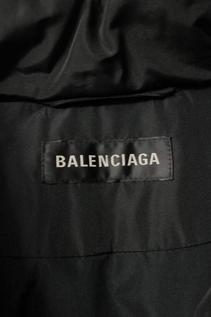 BALENCIAGA Logo Print Puffer Jacket Black Size 38