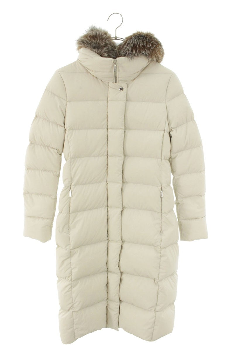 MooRER Fur Hood Long Down Coat White Size 38