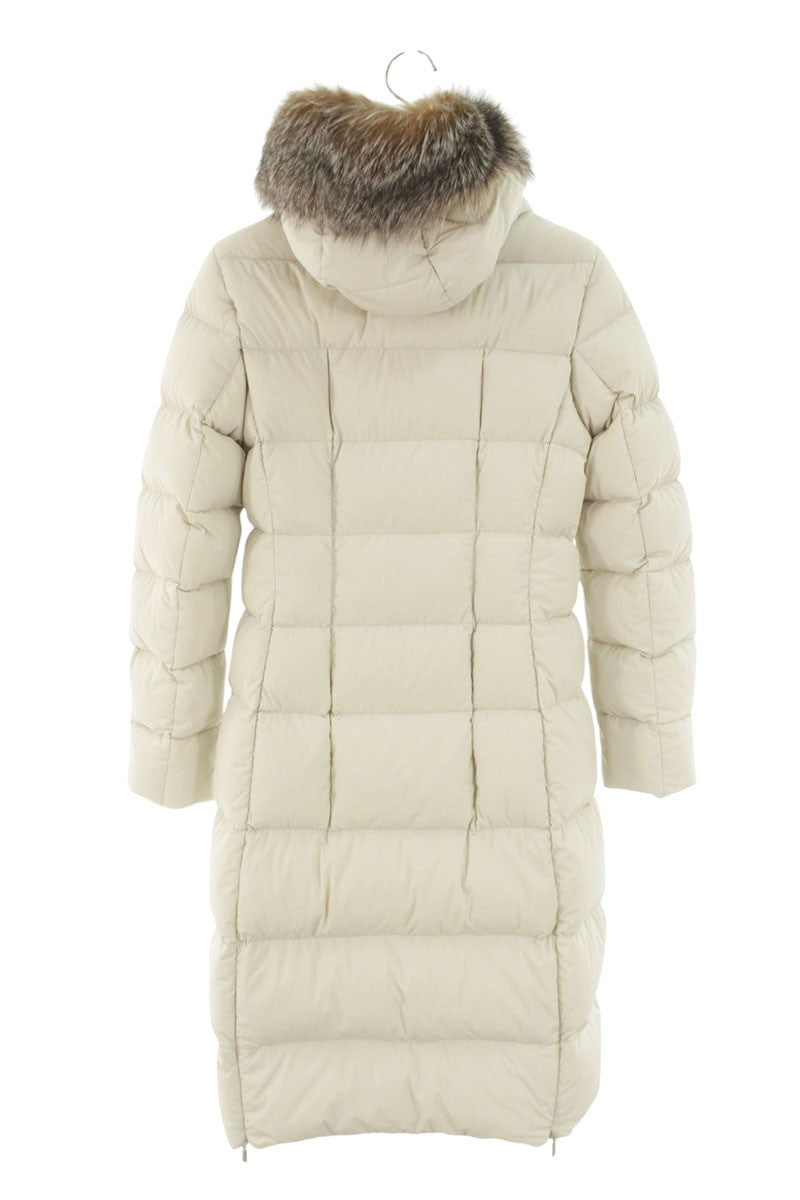MooRER Fur Hood Long Down Coat White Size 38