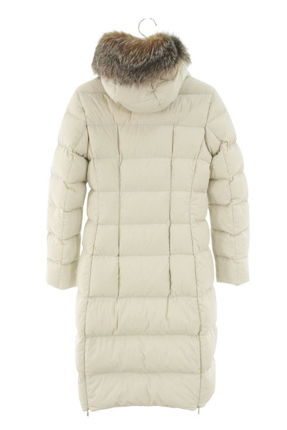 MooRER Fur Hood Long Down Coat White Size 38