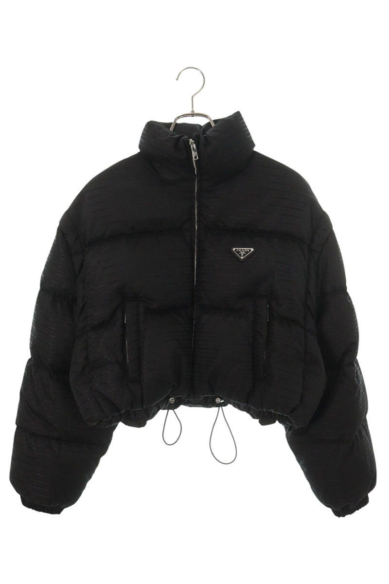 PRADA Re-Nylon Triangle Logo Jacket Black Size 42