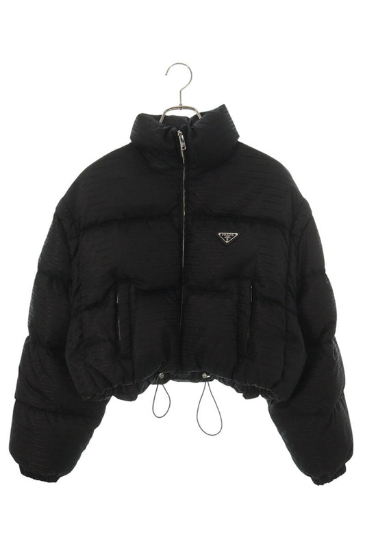 PRADA Re-Nylon Triangle Logo Jacket Black Size 42