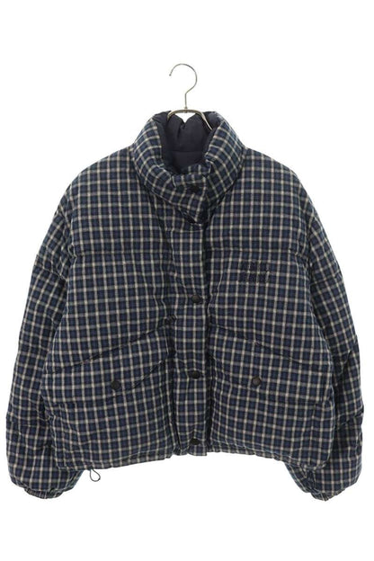 miumiu 26AW Reversible Flannel Down Navy White Size 40