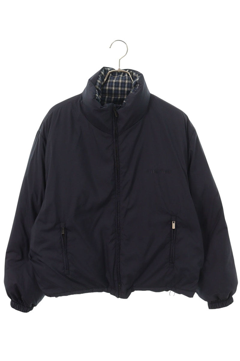 miumiu 26AW Reversible Flannel Down Navy White Size 40
