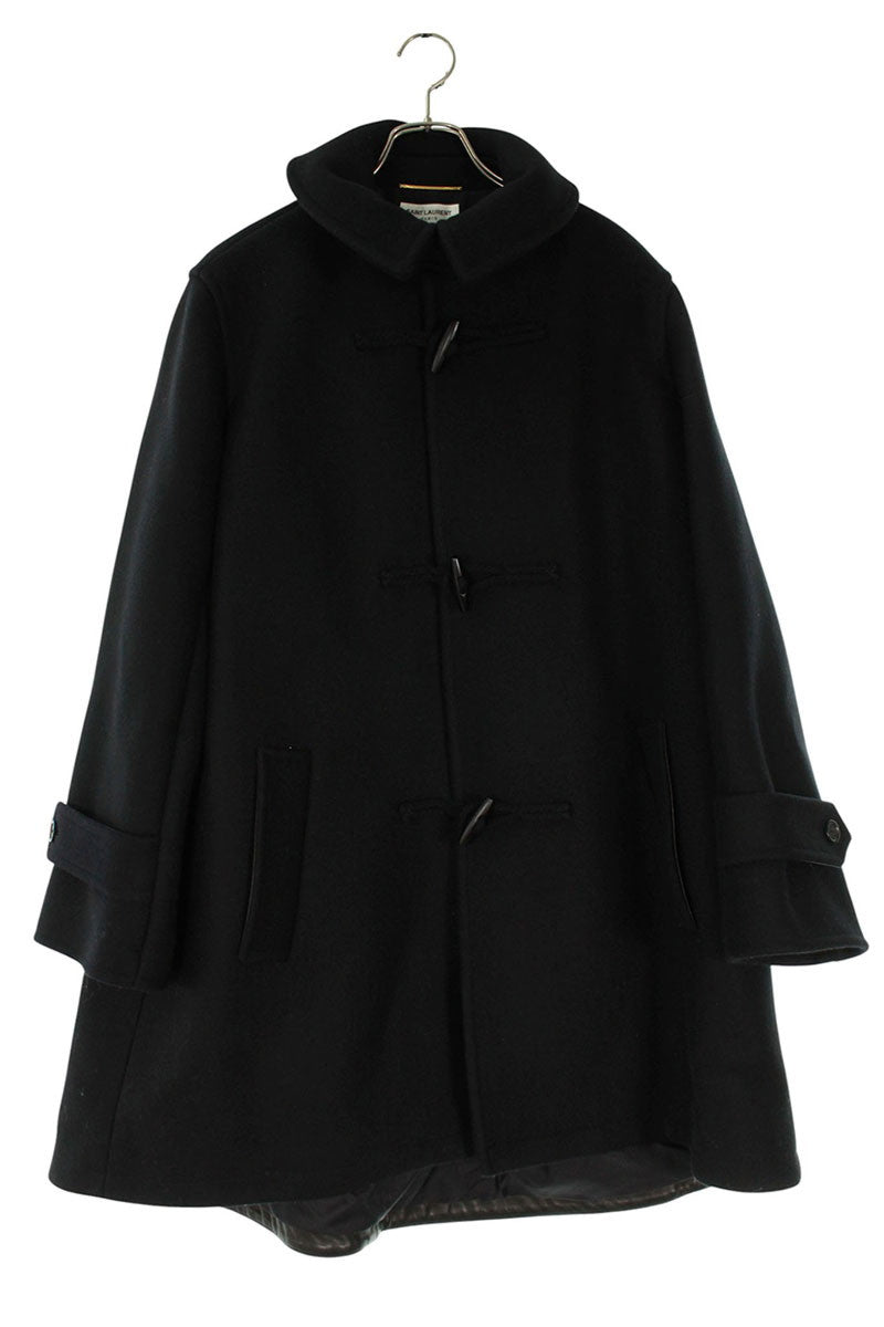 SAINT LAURENT PARIS Wool Duffle Coat Black Size F40