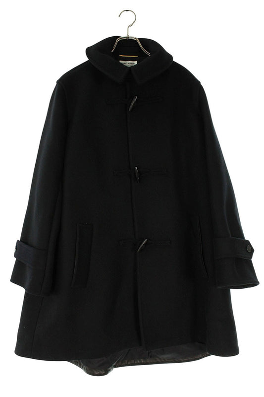 SAINT LAURENT PARIS Wool Duffle Coat Black Size F40