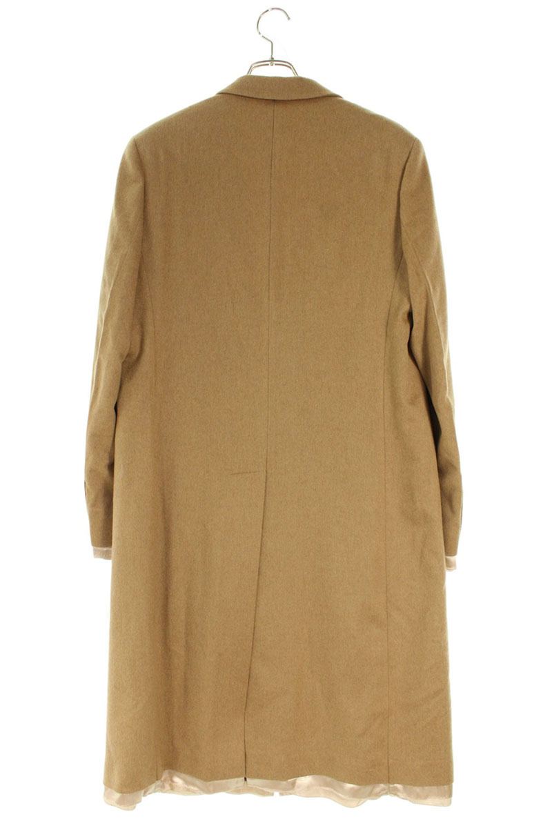 miumiu Logo Embroidery Camel Coat Brown Size 42