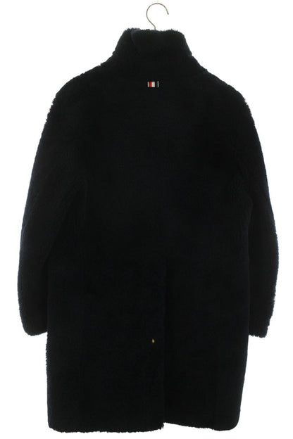 THOM BROWNE Shearling Mouton Coat Navy Size 42