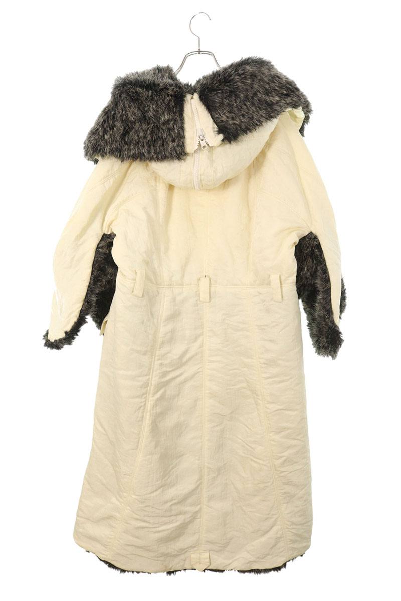 ISSEY MIYAKE Nylon Faux Fur Coat Off-white/Beige Size L