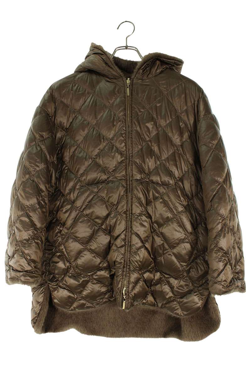 MaxMara Alpaca Reversible Down Coat Brown Size 34