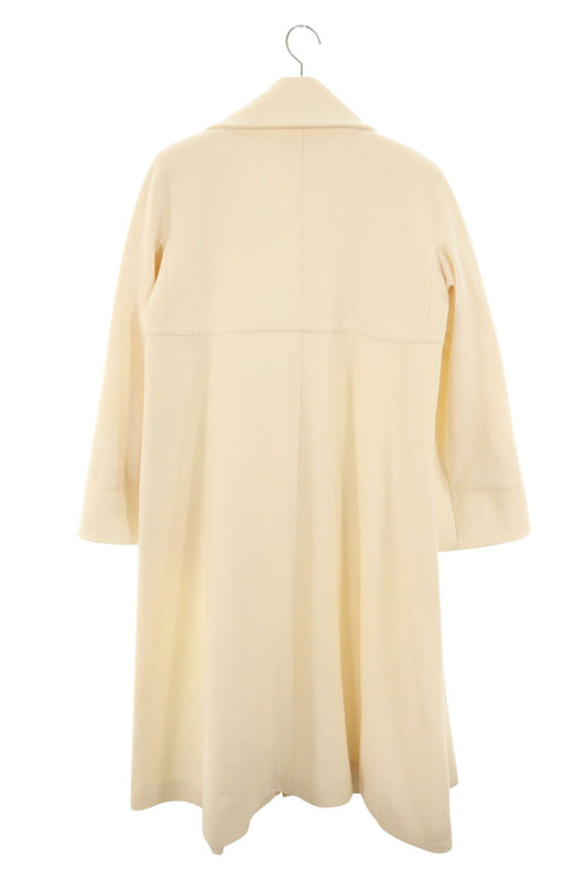 CHANEL Cashmere Blend Wool Long Coat White Size 38