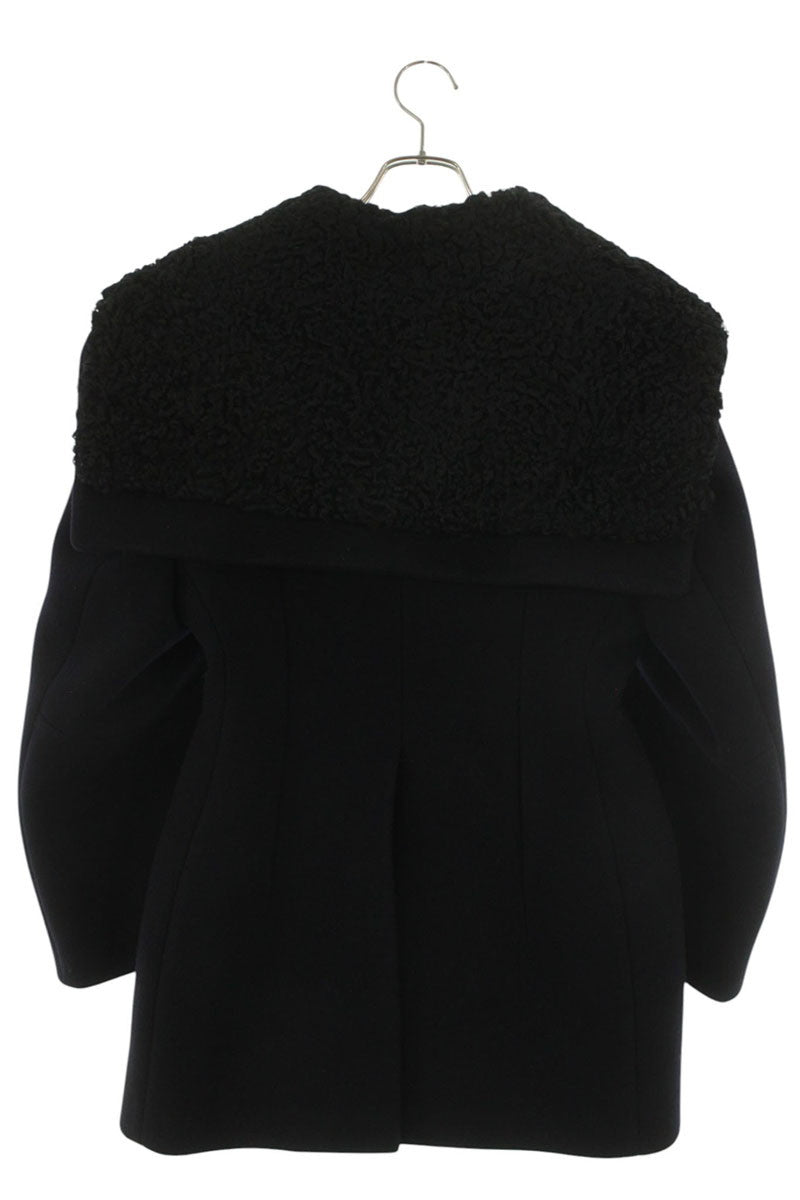 miumiu Shearling Collar Coat Navy/Black Size 40