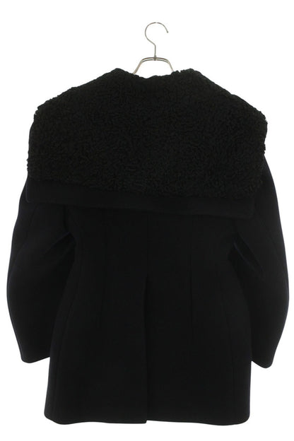 miumiu Shearling Collar Coat Navy/Black Size 40