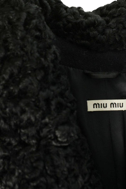 miumiu Shearling Collar Coat Navy/Black Size 40