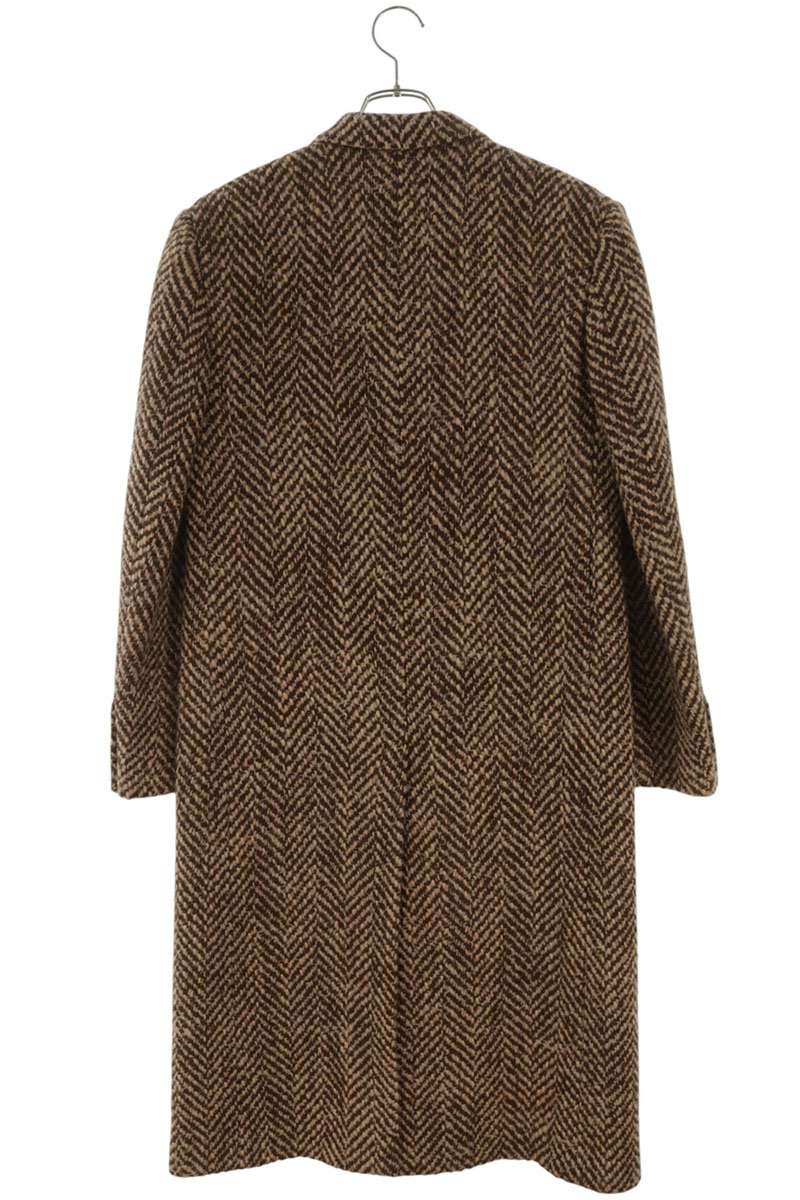 CELINE Wool Mohair Blend Peaked Coat Brown Size 38