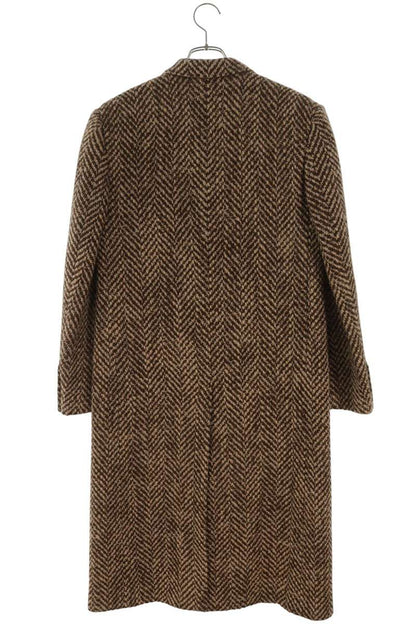 CELINE Wool Mohair Blend Peaked Coat Brown Size 38