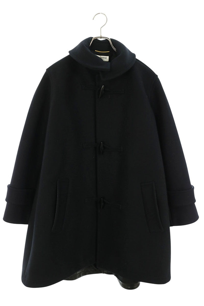 SAINT LAURENT PARIS Wool Duffle Coat Black Size 34