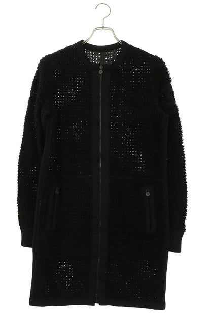 CHANEL Shearling No-Collar Coat Black Size 40