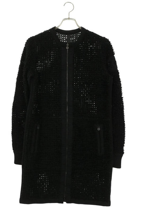 CHANEL Shearling No-Collar Coat Black Size 40