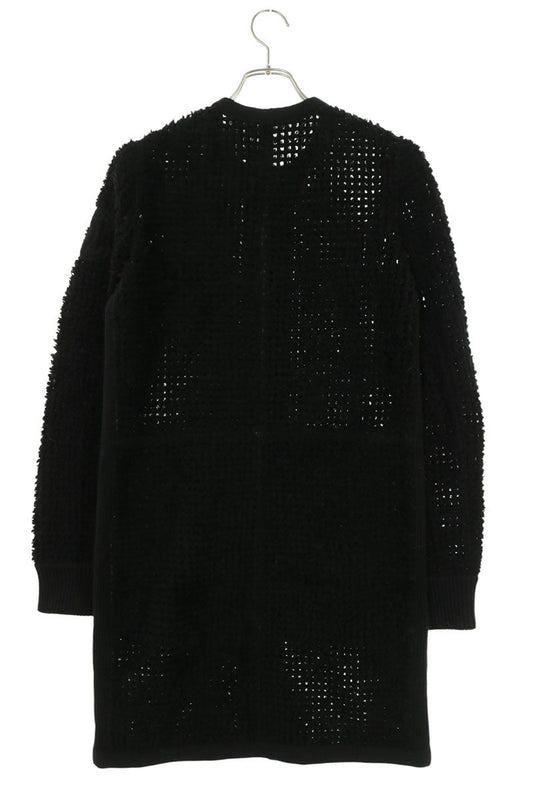 CHANEL Shearling No-Collar Coat Black Size 40