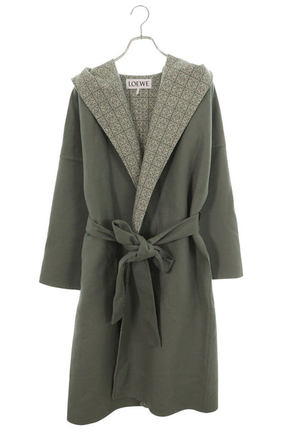 LOEWE Anagram Wrap Long Wool Coat Green Size 32