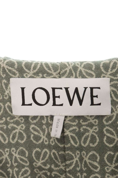 LOEWE Anagram Wrap Long Wool Coat Green Size 32