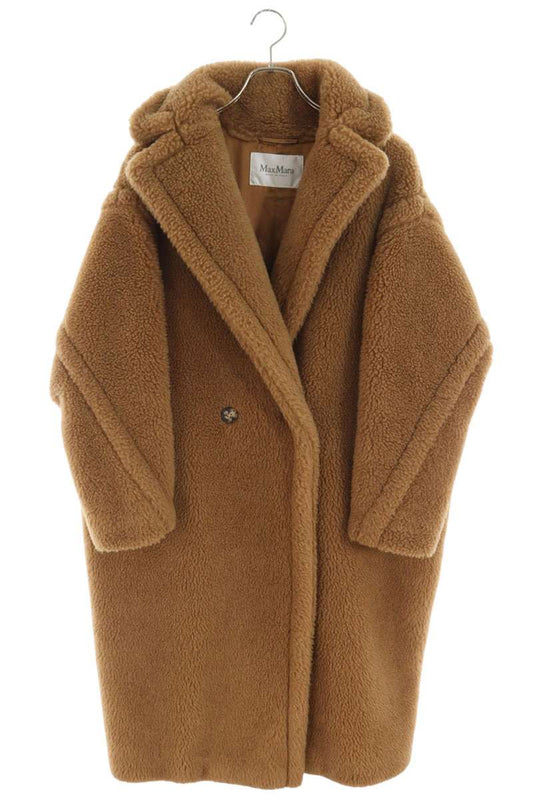 MaxMara Teddy Bear Boa Camel Silk Coat Brown Size XS
