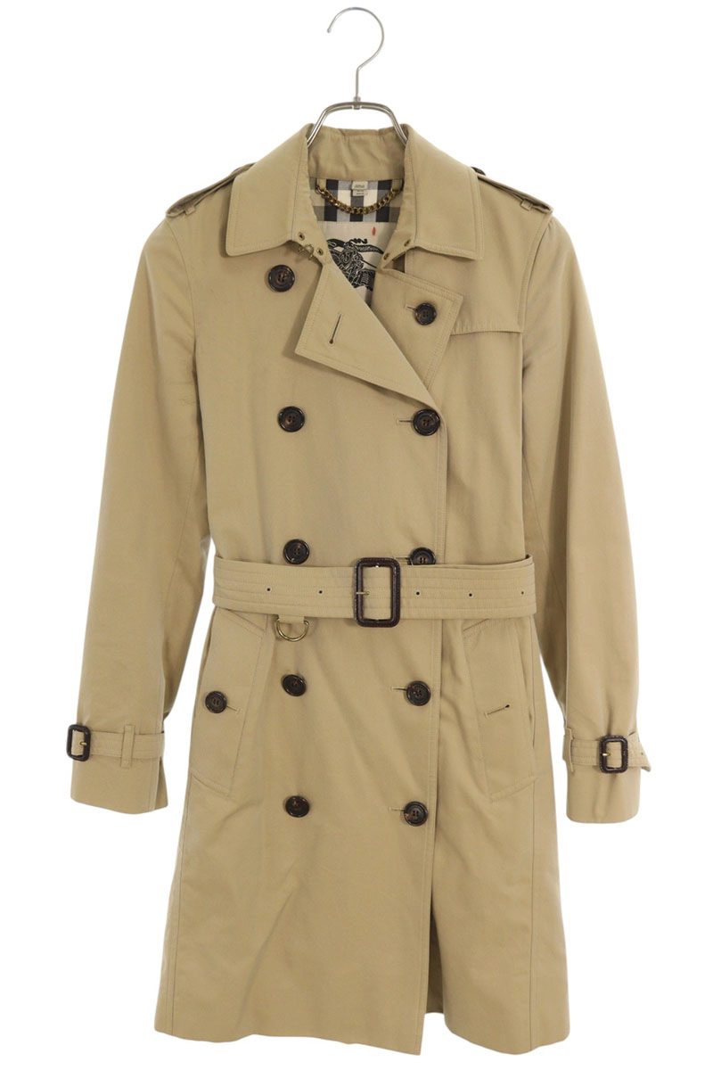 Burberry THE KENSINGTON Trench Coat Beige Cotton Size 36