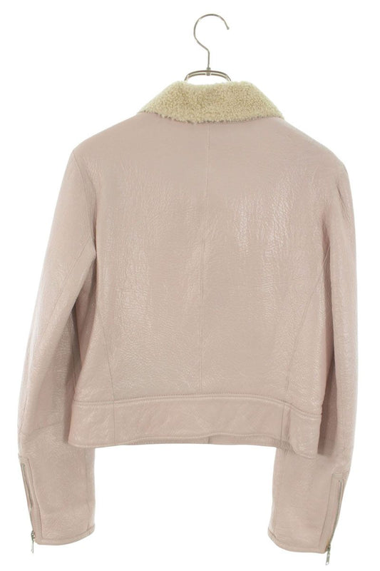 CELINE Shearling Leather Biker Light Pink Size 38