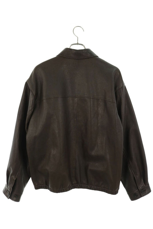 miumiu Brown Goat Leather Zip-Up Jacket Size 42