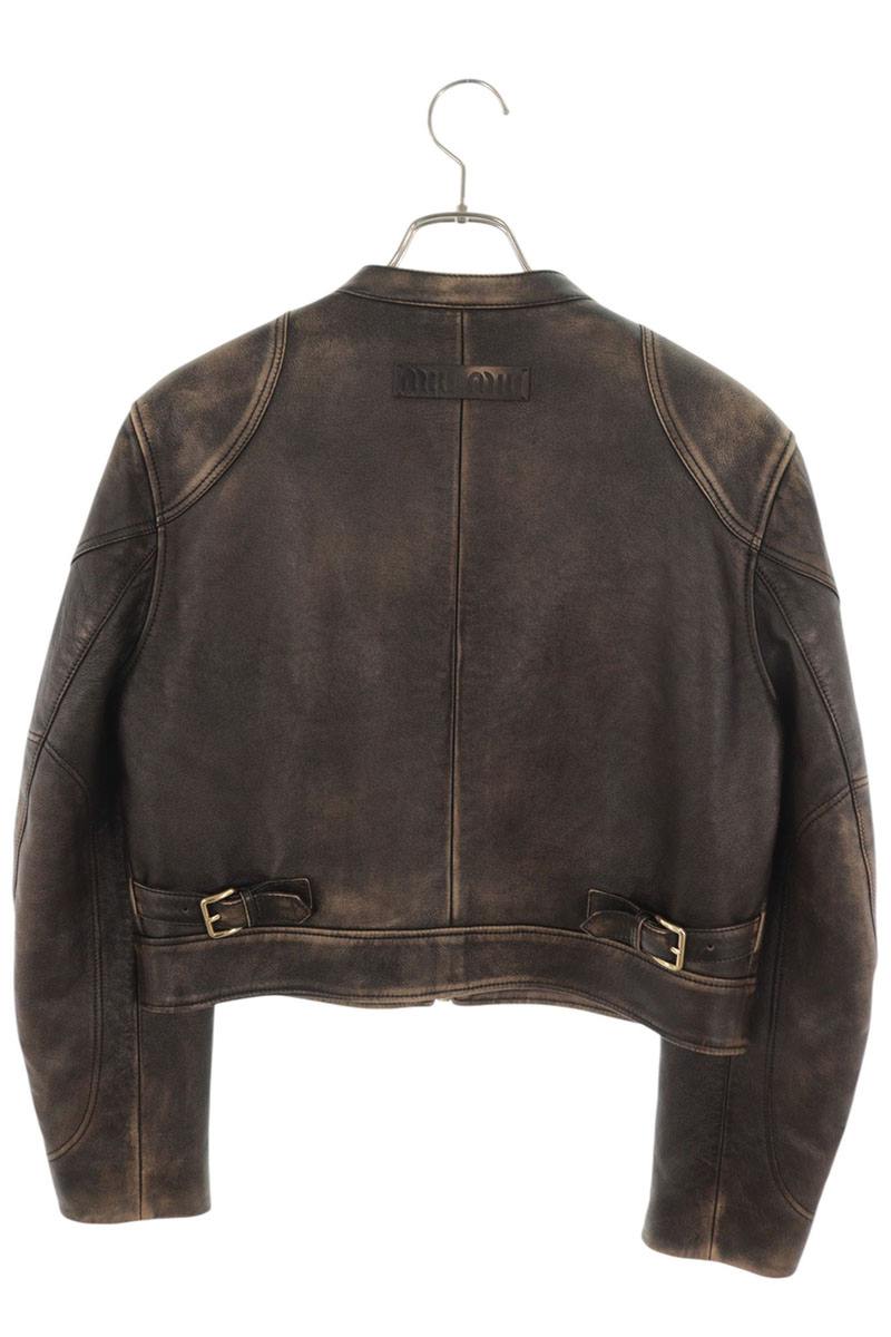miumiu Vintage Nappa Leather Jacket Brown Size 42