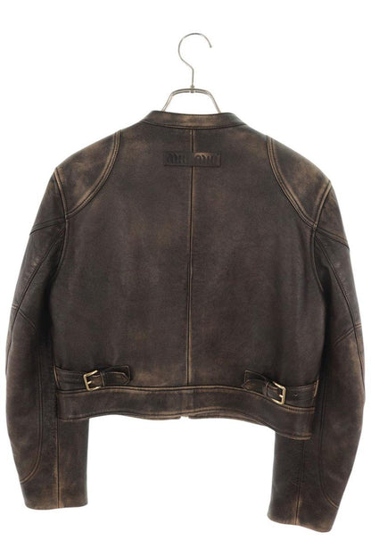 miumiu Vintage Nappa Leather Jacket Brown Size 42