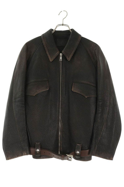PRADA Aged Belted Jacket Black/Brown Size 36