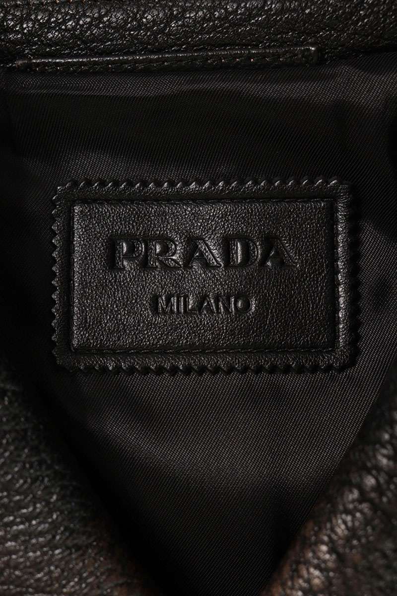 PRADA Aged Belted Jacket Black/Brown Size 36