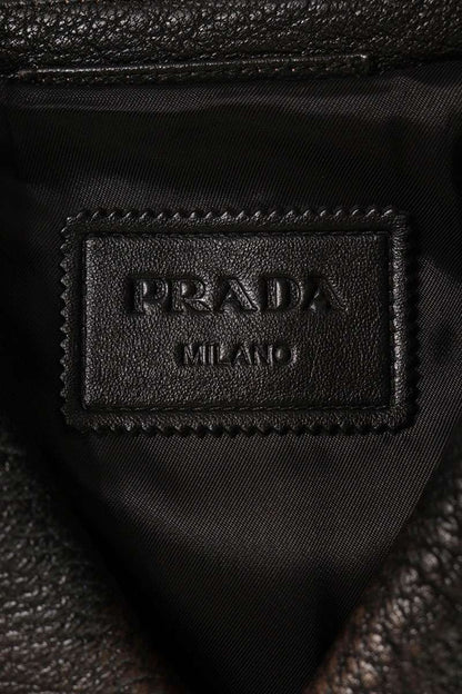 PRADA Aged Belted Jacket Black/Brown Size 36