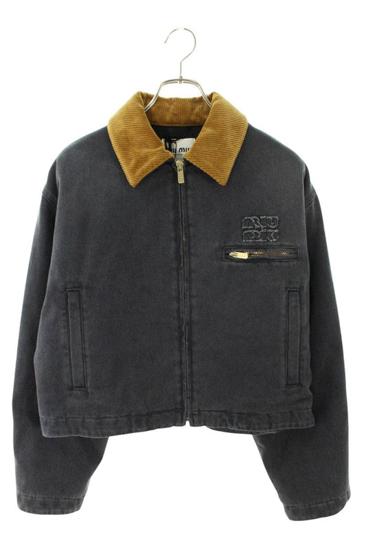 miumiu Logo Patch Work Dark Gray/Brown Size 38