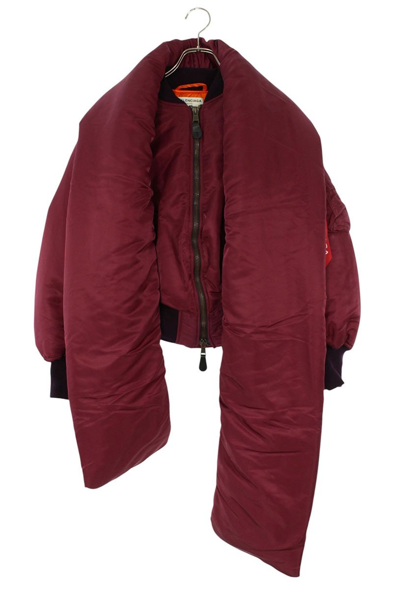 BALENCIAGA Cropped Bomber Scarf Bordeaux Size 36