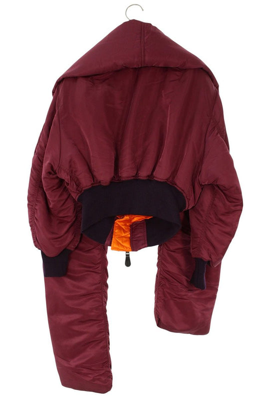 BALENCIAGA Cropped Bomber Scarf Bordeaux Size 36