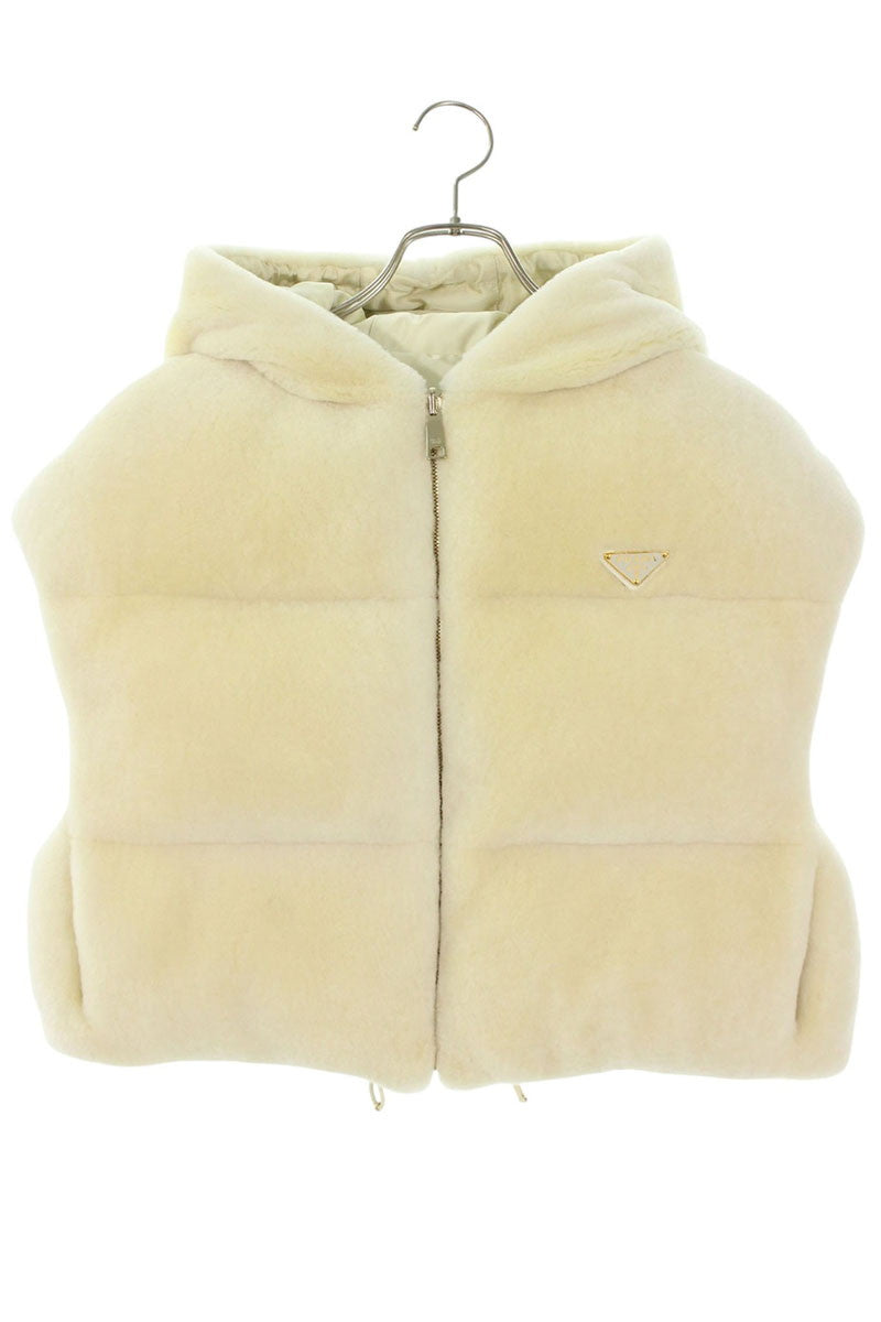 PRADA Sheepskin Fur Vest Off-white Size 38