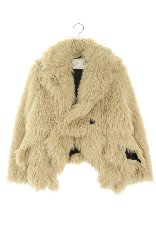 Sacai 23AW Beige Faux Fur Jacket Size 1