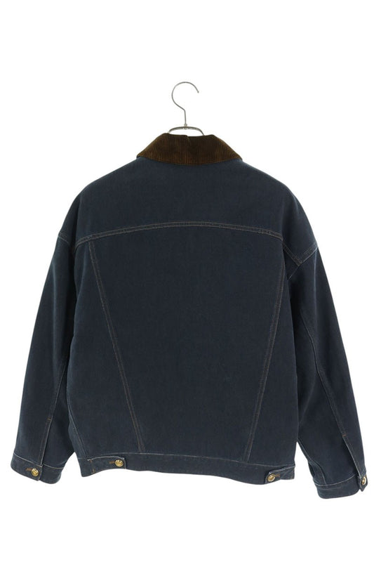 miumiu Indigo Velvet Trim Logo Embroidered Jacket Size 38