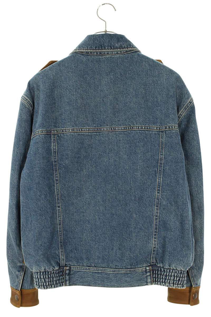 Celine Leather Trim Aviator Denim Indigo Brown Size XS