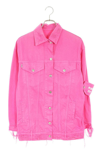 MSGM Pink Distressed Denim Jacket Size 38