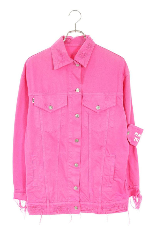 MSGM Pink Distressed Denim Jacket Size 38