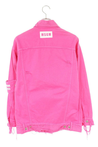 MSGM Pink Distressed Denim Jacket Size 38