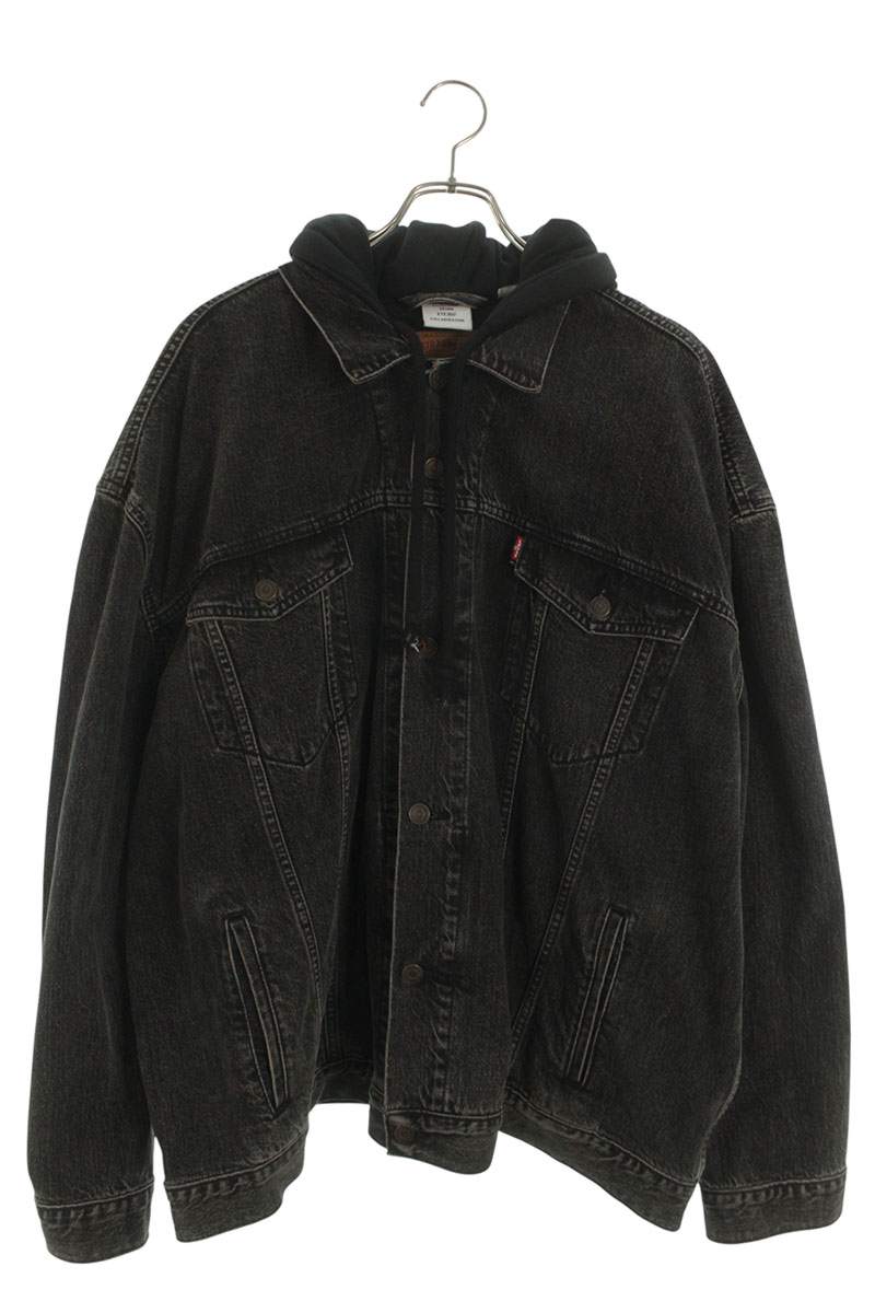 Levi's VETEMENTS Hooded Washed Denim Jacket Black Size M